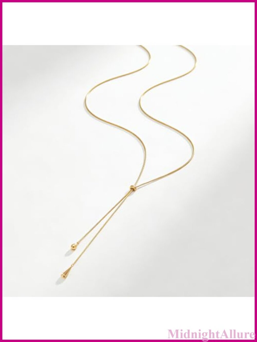 14K Gold Plated Lariat Necklace Dainty Knot Drop Y Chain Adjustable Long - Picture 5 of 6